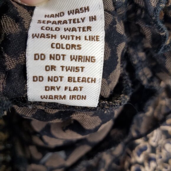 Vintage Havana Ruffle Blouse Women's M Velvet Burnout Sheer Leopard Smocked Back - Picture 12 of 16